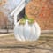Glitzhome® 39.5" Fall Oversized Metal Ivory Pumpkin Yard Stake, Wall or Standing Decor